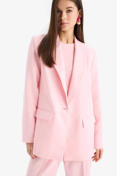 DeFacto Yeni Sezon Afra x Defacto Oversize Geniş Kalıp Krep Blazer Ceket