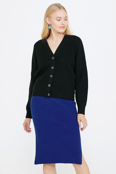 Sementa Cardigan de damă cu decolteu în V - negru