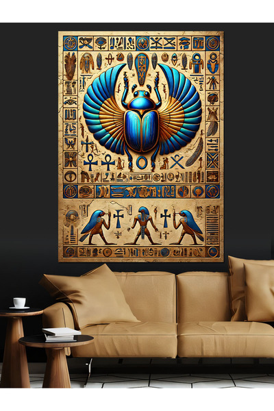 karizmart Pânză decorativă cu motiv de insecte egiptene antice - pictură din lemn MDF