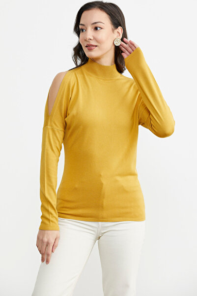 Sementa Knitwear Sweater with Shoulder Detail - Mustard