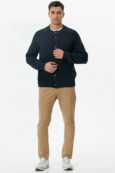 Sementa Πλεκτή Ζακέτα με μισό κουμπί Fisherman - Navy Blue