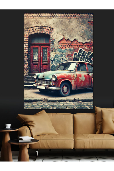 karizmart Стара вулиця з автомобілями Декоративне полотно - МДФ дерев'яна кар...