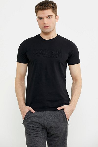 Sementa Βαμβακερό T-shirt με ανάγλυφη λεπτομέρεια εκτύπωσης - Μαύρο