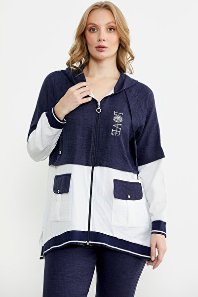 Sementa Navy Blue Color Block Transition Tunic Suit