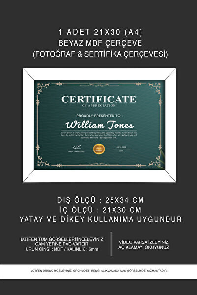 yhfoto 10 buc. Cadru A4 Alb Pvcli 21x30 Cadru pentru certificat Cadru pentru diplomă Cadru pentru document