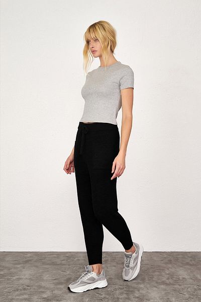 Sementa Women's Lace-Up Pocket Knitwear Trousers - Black