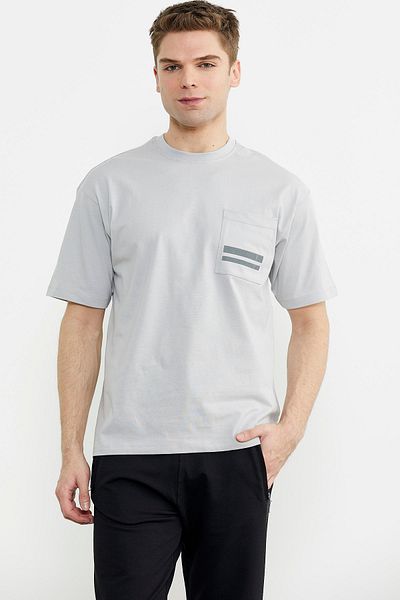 Sementa Βαμβακερό μπλουζάκι Crew Neck Oversize - Ανοιχτό Γκρι