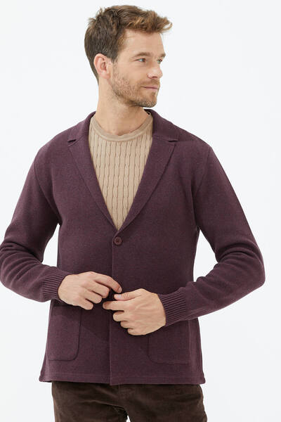 Sementa Polo Yaka Düğmeli Triko Ceket - Gül