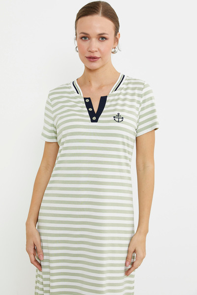 Sementa Green Detailed Dress with Marine Clearance