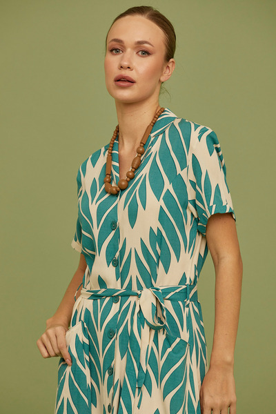 Sementa Comfortable Patterned Green Dress