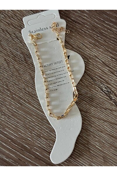 misstakıjewerly Steel Gold Color Small Interlocked Chain Anklet