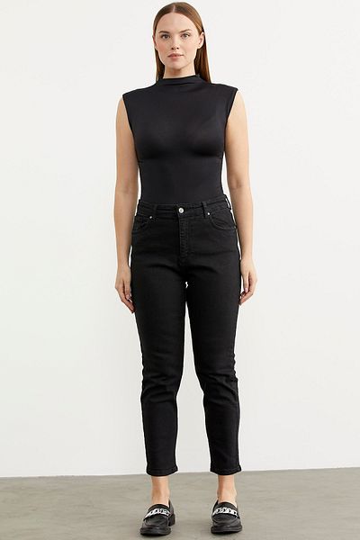 Sementa Jean Mom Fit Lycra - Negru