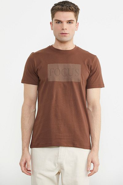 Sementa Βασικό T-Shirt Crew Neck Printed - Καφέ