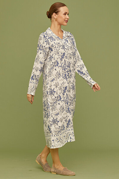 Sementa Rochie albastră cu mânecă lungă - model cu rever