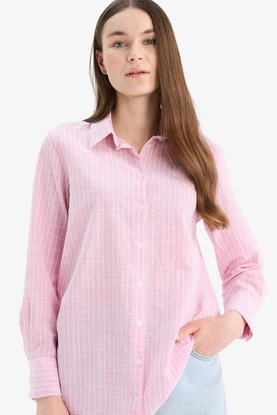 DeFacto New Season Regular Fit Striped Flared Cotton Long Sleeve Shirt Tunic