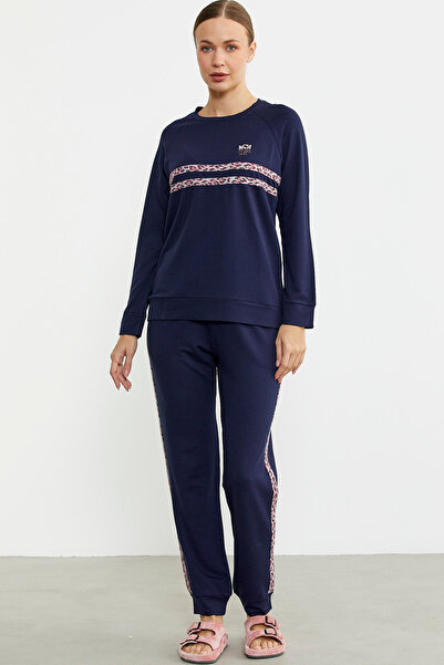 Sementa Піжама-комбінезон з леопардовим принтом - темно-синій