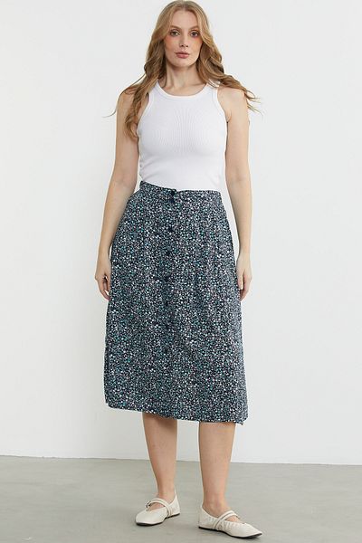 Sementa Fusta de lungime midi cu modele florale - bleumarin
