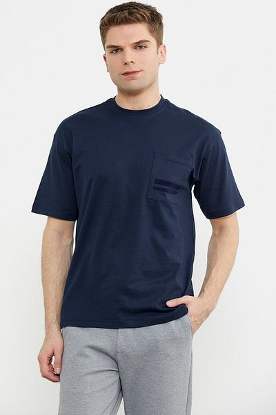 Sementa Βαμβακερό μπλουζάκι Crew Neck Oversize - Navy Blue