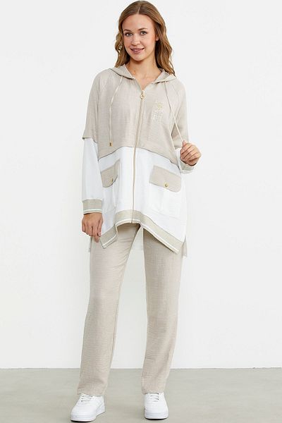 Sementa Color Transition Block Tunic Suit - Stone Column