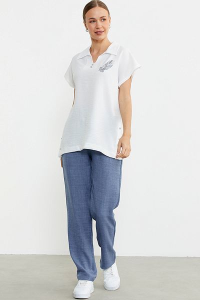 Sementa Polo Collar Linen Image Suit - Indigo