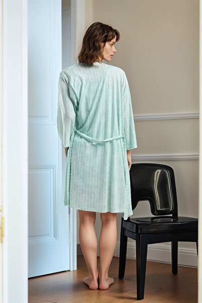 Pierre Cardin Kadın Yeşil Kısa Kollu Regular Viskon Şortlu Sabahlıklı Pijama Takımı Q9.U.0O.K7.K.A7.P.C