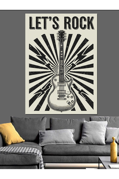 karizmart "Let’S Rock" Gitar Posteri Dekoratif Kanvas - Mdf Ahşap Tablo