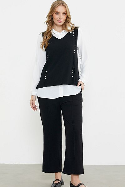 Sementa Pearl Detailed Triple Viscose Suit - Black