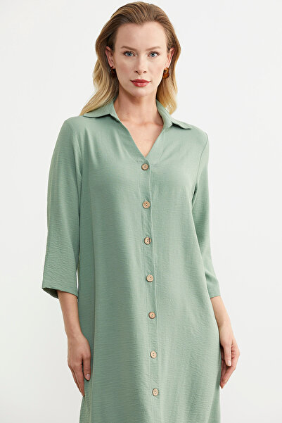 Sementa Φόρεμα με κουμπιά με άνετο σχήμα Midi - Πράσινο