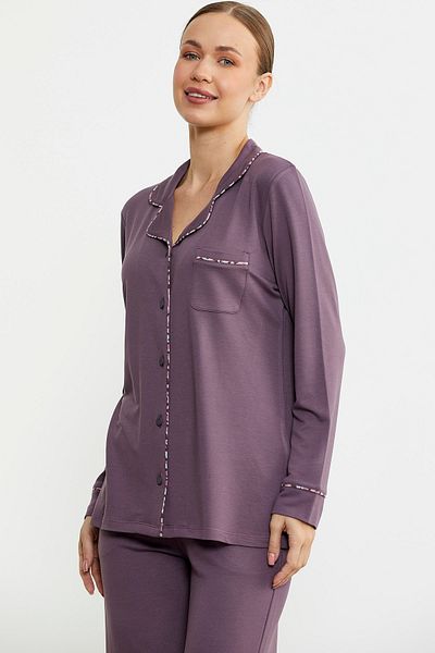 Sementa Purple Solid Color Shirt Model Pajama Set
