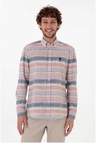 U.S. Polo Assn. Мъжка тениска U.S. Polo Assn с яка и копчета, стандартна кройка