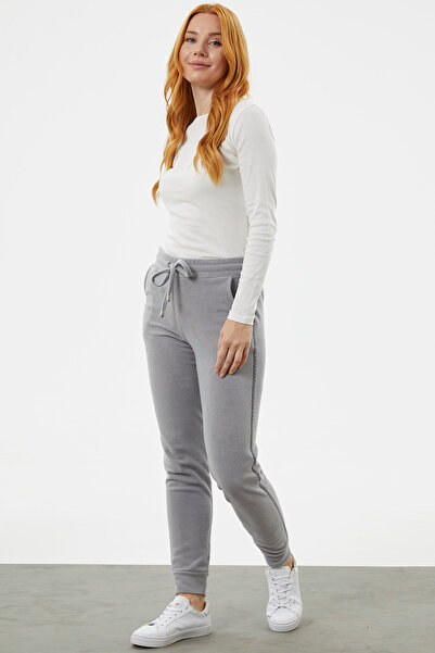 Sementa Fleece Sweatpants with Side Stripes - Gray