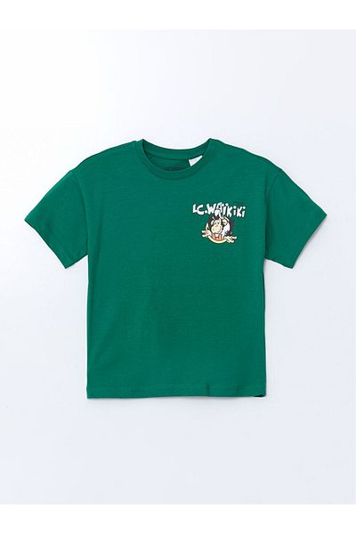 LC Waikiki Νέα σεζόν Crew Neck Nostalgic Monkey Printed Combed Cotton Boy's Tisort - S59730Z4