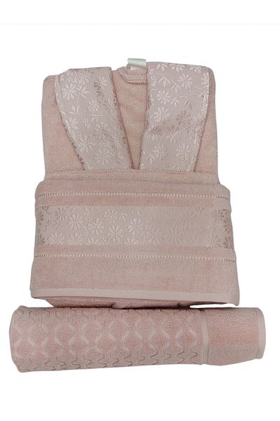 Özdilek Σετ μπουρνούζι Pink 3 (μπουρνούζι + πετσέτα κεφαλιού + πετσέτα ποδιών)