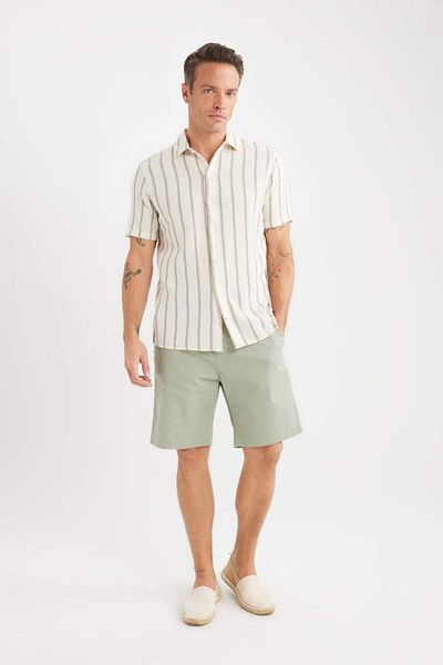 DeFacto New Season Regular Fit Polo Neck Striped Summer Short Sleeve Shirt