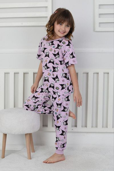 bunny hopp Girl 100% Cotton Single Jersey Combed Cotton Soft Fabric Anti-Perspirant Short-Sleeve Pajama Set