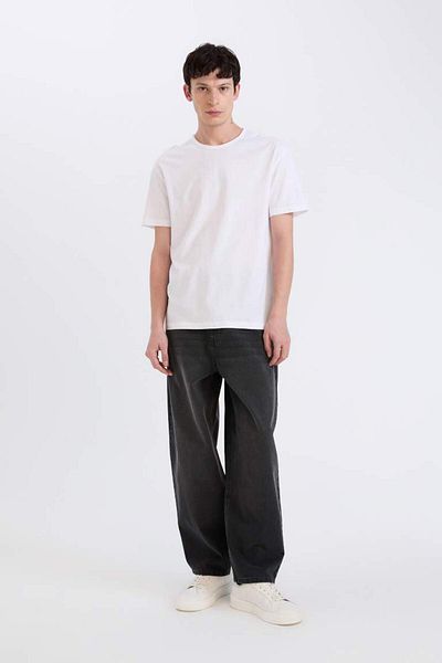 DeFacto New Season 100% Cotton Regular Fit Crew Neck Short Sleeve Heavy Fabric T-Shirt