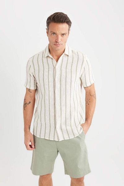DeFacto New Season Regular Fit Polo Neck Striped Summer Short Sleeve Shirt