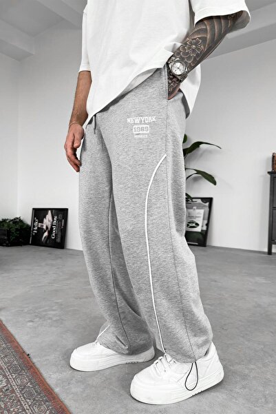 HAFKAGİYİM Γκρι μελανζέ New York Leg Ρυθμιζόμενη Λεπτομέρεια Φαρδιά Φούτερ