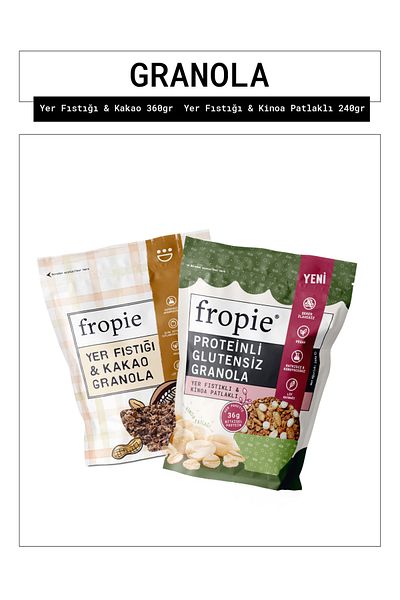 FROPİE Fropie Groundnut Cocoa and Protein Gluten-Free Groundnut Quinoa Granola Package with Popcorn