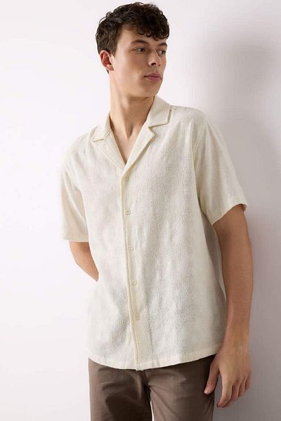 DeFacto New Season Regular Fit Apache Collar Summer Short Sleeve Shirt