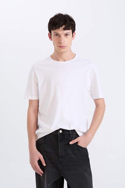 DeFacto New Season 100% Cotton Regular Fit Crew Neck Short Sleeve Heavy Fabric T-Shirt
