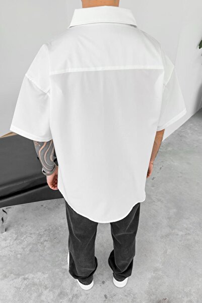 HAFKAGİYİM Λευκό πουκάμισο με λεπτομέρεια μπροστινής τσέπης, χαλαρό στυλ