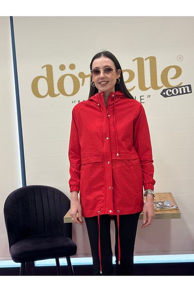 dörtelle Women's Red Zipper Closure Windbreaker Coat