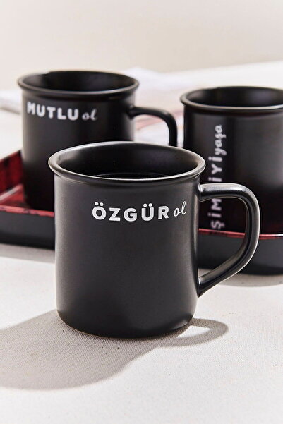 Paşabahçe Özgür Ol Seramik Kupa 370 CC Siyah