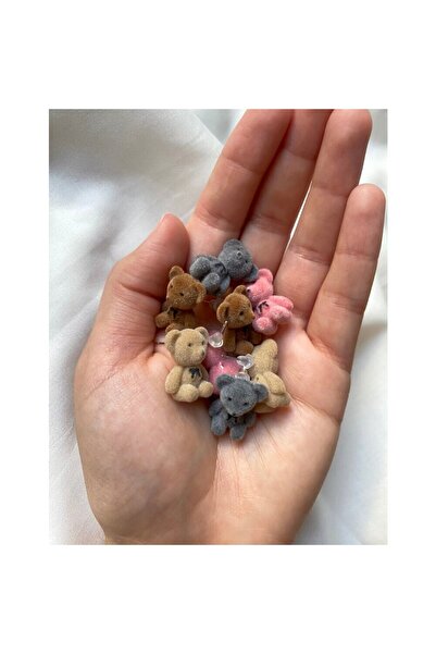 Aysire Takı Aksesuar Ayıcık Teddy Vip Kaplama Antialerjik Çelik Gri Küpe