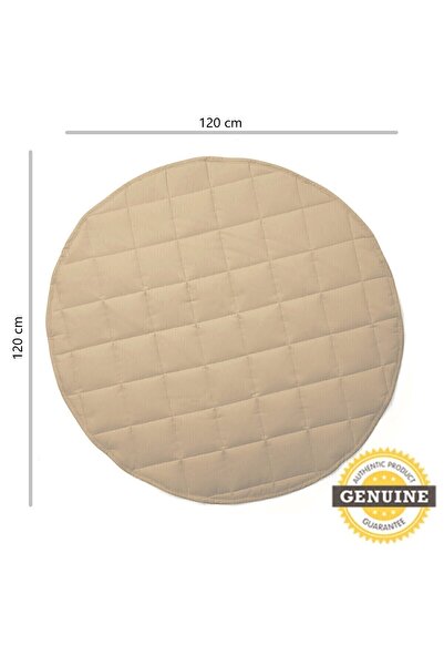 İnfant Hobby Natural Premium %100 Pamuk Çift Taraflı Kapitone Bebek Oyun Halısı & Oyun Matı 120x120x2 Cm