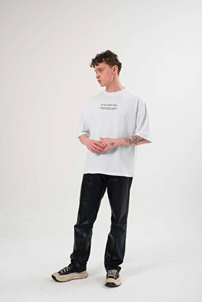 FREEDOM STOREE تي شيرت فيلمورا برقبة دائرية مطبوع قصة فضفاضة - أبيض -