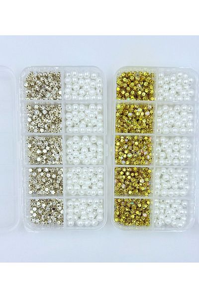 yiğit aksesuar Pearl & Gold & Silver Case Ss20 Stone Beads with Case Jewelry Making Material