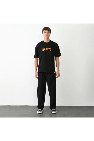 FREEDOM STOREE Μπλουζάκι Velmora Crew Neck με τύπωμα oversized - Μαύρο -