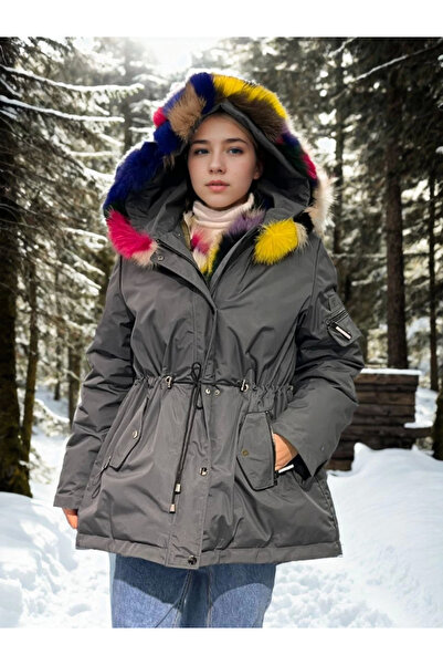 Amara Boutique Waterproof Hooded Coat - Smoked -